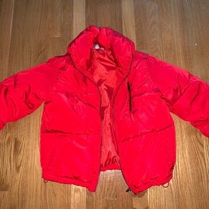 Kylie Jenner red bomber jacket